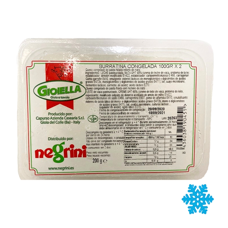 BURRATINA CONGELADA(100GX2)=8UDS NEGRINI