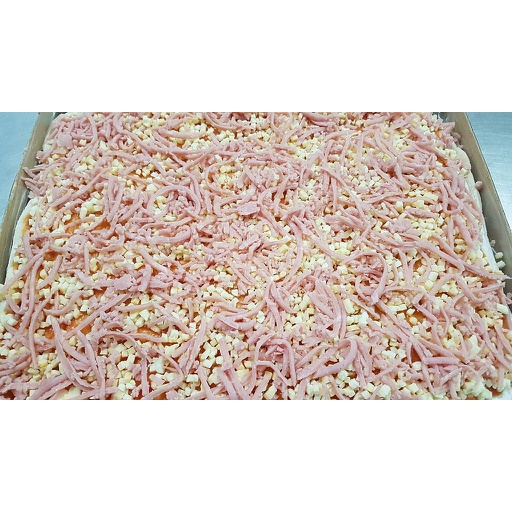 [08.06.0116] BASE PIZZA ARTESANA C/ JAMON Y QUESO 29*47*10 UNDS