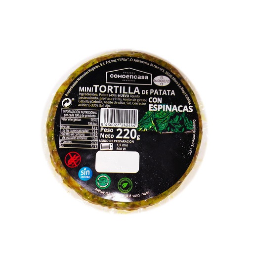 [16.04.0362C] MINI TORTILLAS CON ESPINACAS 220GX10 COMOENCASA