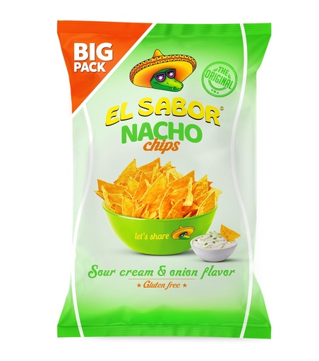 [08.11.1078] TORTILLA CHIPS SOUR CREAM & CEBOLLA EL SABOR 15x180g SIN GLUTEN 
